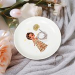 Personlig Prom Queen Birth Flower Ceramic Trinket Smyckeskål med namn Födelsedag Bröllop Förlovning Present för flickor Kvinnor