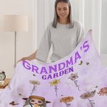 Personalized Multicolor Mom's Garden Cartoon Character Soft Throw Blanket with 1-12 Kid's Names Mother's Day Appreciation Gift for Grandma Mom