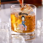 Vaso personalizado de 295 ml para whisky con personaje de dibujos animados signo zodiacal y nombre regalo de cumpleaños para amantes del vino