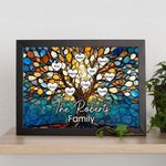 Personalized Glass Art Family Life Tree Wooden Puzzle with 2-20 Heart Names Home Decor Birthday Mother's Day Gift for Mom Grandma