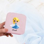 Personalized Snow Castle Cartoon Princess Leather Jewelry Box with Name Travel Essentials Birthday Anniversary Gift for Girls Women