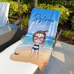 Gepersonaliseerde Cartoonfiguur Oversized Sneldrogende Strandlaken met Naam Zomerse Essentiële Zwembad Feest Verjaardagscadeau voor Jongens en Meisjes