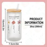 Personalisierte Omas Garten 1-12 Geburt Blumen Täglicher Gebrauch 20 oz Name Milchglasbecher mit Deckel und Strohhalm Tägliches Muttertagsgeschenk für Oma Mom