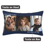 Taie d'Oreiller Personnalisée avec 1 à 3 Photos et Textes Cadeau Anniversaire Pendaison de Crémaillère pour Couples Familles