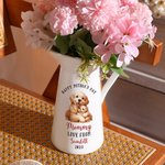 Personalisierte Happy Mother's Day Cute Animal Keramik Blumenvase mit Namen und Jahr Home Decor Muttertag Geschenk für Mama Oma