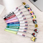 Personalizado 4 en 1 Multi-color lindo ratón de biblioteca encanto maestro bolígrafo retráctil con el nombre de vuelta a la escuela Apreciación regalo de cumpleaños para el profesor