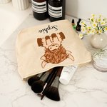Personalised Highland Cow Cotton Zippered Makeup Bag with Name Portable Travel Accessories Birthday Gift for Women Highland Cow Lovers