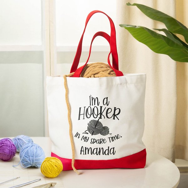 Sac à main personnalisé avec nom pour la fête des mères Cadeau amusant pour les crocheteurs et les amateurs de fil