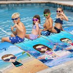 Gepersonaliseerde Cartoonfiguur Oversized Sneldrogende Strandlaken met Naam Zomerse Essentiële Zwembad Feest Verjaardagscadeau voor Jongens en Meisjes