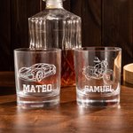 Personalisierte Ihr eigenes Auto Motorrad 10oz eingraviert Old Fashioned Whiskey Rocks Glas mit Namen Geburtstag Geschenk für Männer Autoliebhaber