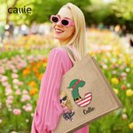 Personalized Christmas Cartoon Character Reusable Name Elk Snowman Jute Bag with Initial Christmas Birthday Gift for Family Friend