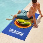Asciugamano da spiaggia personalizzato con nome e numero design con diverse tipologie di palla regalo per amanti dello sport