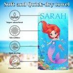 Personlig Fantasi Sjöjungfru Prinsessa Snabbtorkande Oversized Strandhandduk med Namn Sommarsemester Accessoar Pool Party Sommarsemester Present för Flickor