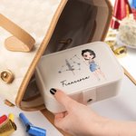 Portagioielli personalizzato in pelle PU con segni zodiacali brillanti e fiore di nascita a due strati regalo di compleanno e viaggio per donne