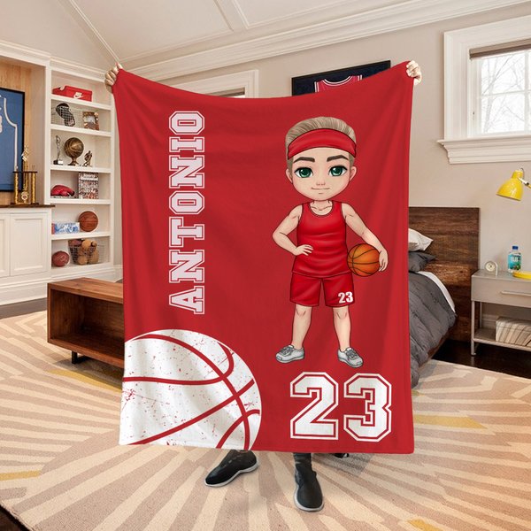 Manta suave personalizada con tema de baloncesto o voleibol con nombre y número regalo de cumpleaños para aficionados al baloncesto y voleibol