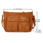 Henkilökohtainen vapaa Corduroy vetoketju Crossbody Kangaskassi kirjailtu nimi ja useita taskuja Travel tarvikkeet syntymäpäivälahja perheelle ystäville