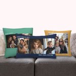 Taie d'Oreiller Personnalisée avec 1 à 3 Photos et Textes Cadeau Anniversaire Pendaison de Crémaillère pour Couples Familles