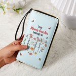 Portefeuille personnalisé en cuir PU avec 1-12 noms Anniversaire Fête des mères Cadeau pour Maman Grand-mère