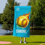 Asciugamano da spiaggia personalizzato con nome e numero design con diverse tipologie di palla regalo per amanti dello sport