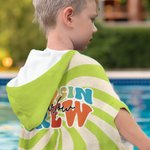 Gepersonaliseerde Cousin Crew Checkerboard Spiral Ray Zachte Quick Dry Kid Hooded Strandlaken met Naam Zomer Essentieel Verjaardagscadeau voor kinderen