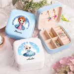 Personalized Snow Castle Cartoon Princess Leather Jewelry Box with Name Travel Essentials Birthday Anniversary Gift for Girls Women