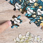 Personalized Glass Art Family Life Tree Wooden Puzzle with 2-20 Heart Names Home Decor Birthday Mother's Day Gift for Mom Grandma