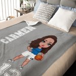 Manta suave personalizada con tema de baloncesto o voleibol con nombre y número regalo de cumpleaños para aficionados al baloncesto y voleibol