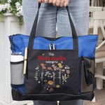 Personalised 1-12 Birth Flowers Names Large Tote Bag with Mesh Pockets Birthday Mother's Day Gift for Mom Grandma