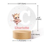 Personalized Cartoon Animal Ballet Name Initial LED Night Light with Wooden Base Nursery Decor Birthday Easter Gift for Kids