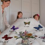 Personalised 1-10 Birth Flower Butterfly Garden Soft Throw Blanket with Nickname and Names Birthday Mother's Day Gift for Mom Grandma Family
