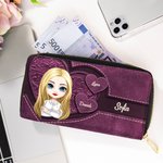 Portafoglio lungo personalizzato in pelle PU con 1-8 nomi e scomparti multipli regalo perfetto per compleanno o festa della mamma per donne