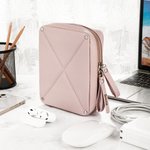 Pochette d'organisation de câbles de voyage en cuir personnalisée avec nom Accessoires électroniques Cadeau d'anniversaire pour les femmes qui aiment voyager