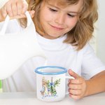 Tazza da 355ml personalizzata con nome in acciaio smaltato con bordo colorato regalo di compleanno di Pasqua e ritorno a scuola per bambini