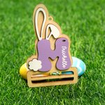 Personalized Cute Peter Rabbit Ears Wooden Money Holder with Initial and Name Easter Basket Stuffers Party Favor Gift for Kids