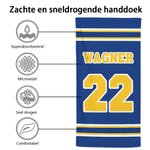 Gepersonaliseerde Stripe Sneldrogende Strandhanddoek met Naam Nummer Strand Essentieel Game Day Verjaardagscadeau voor Sportliefhebbers