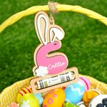 Personalized Cute Peter Rabbit Ears Wooden Money Holder with Initial and Name Easter Basket Stuffers Party Favor Gift for Kids