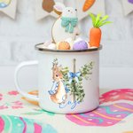 Tazza da 355ml personalizzata con nome in acciaio smaltato con bordo colorato regalo di compleanno di Pasqua e ritorno a scuola per bambini