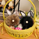 Personalized Cute Pom Pom Gnome Bunny with Wooden Ear and Name Easter Party Home Decor Birthday Gift for Kids Family