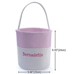 Personalized Embroidery Name Seersucker Canvas Bucket Bag Basket with Handle Easter Egg Hunt Supplies Birthday Party Favors Gift for Kids
