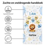 Gepersonaliseerde Waterverf Cartoon Animal Oversized Quick Dry Strandlaken met Naam Verjaardag Vakantie Accessoires Cadeau voor Kinderen