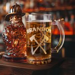 Personalizzato Vigili del Fuoco Silhouette Ascia Design Nome Distintivo di birra numerato con manico Compleanno Festa dei Vigili del Fuoco Regalo di apprezzamento per i Vigili del Fuoco