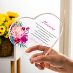 Plaque Acrylique Personnalisée avec Texte et Motif de Fleur Cadeau Anniversaire Fête des Mères pour Maman Grand-Mère