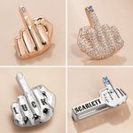 Personalized 3D Spoof Middle Finger Watch Band Charm with Name or Birthstone Decorative Accessories Birthday Gift for Men Women