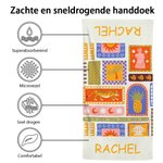 Gepersonaliseerde Zomerbloemen Kokosnoot Ruit Sneldrogende Strandlaken met Naam Reis Verjaardagscadeau voor Kinderen Familie en Vrienden