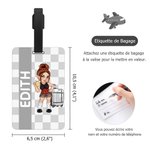 Étiquette de Bagage Personnalisée avec Nom et Personnage Style Y2K Accessoire de Voyage Cadeau Anniversaire pour Femme Homme