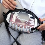 Personalized Football Shape Clear Crossbody Stadium Bag with Name and Tassel Game Day Birthday Gift for Football Lover