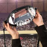 Personalized Football Shape Clear Crossbody Stadium Bag with Name and Tassel Game Day Birthday Gift for Football Lover