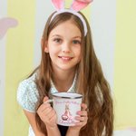 Personalisierter Frohe Ostern Peter Hase 355 ml Emaille Becher mit Namen Ei Blume Muster Ostern Party Geburtstag Geschenk für Kinder Familie