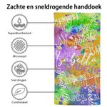 Gepersonaliseerde Kunst Tie-dye Graffiti Naam Wolk Sneldrogend Microfiber Strandlaken Vakantie Reizen Verjaardagscadeau voor Familie Vrienden