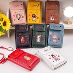 Gepersonaliseerde PU Leren Telefoon Schoudertas met Kusmond Cartoon Mode Meisje en Naam Crossbody Tas Portemonnee Verjaardag Cadeau voor Vrouwen